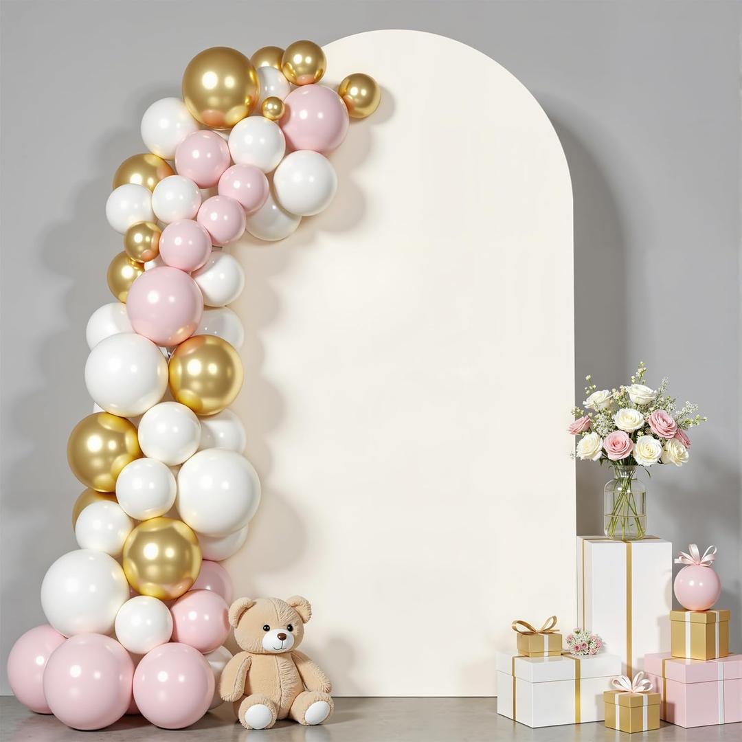 6.6 ft Arch Backdrop Cover Beige - Double-Sided Spandex Arch Covers Stretchy Backdrop for Balloon Arches Birthday Party Baby Shower Banquet Wedding Photo Background