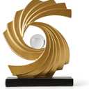 Abstract Art Statue,Modern Gold Minimalist Decoration,Geometric Abstract Sculpture,Decoraciones para Sala Bedroom Office Coffee Tabletop Centerpiece Decoration Resin Collectibles (Gold)