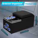 Universal Center Console Armrest Organizer with Wireless Charging Phone Holder Cup, Truck Bench Seat Center Console, Rear Bench Seat Armrest van, Car Minivan Truck,Center Console Armrest Organizer