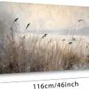 LASMOND Vintage Meadow Wall Art for Living Room Reed Grass Canvas Painting Prints Large Retro Rustic Cottagecore Countryside Landscape Farmhouse Bedroom Artwork Home Decor (46x23 Inches)