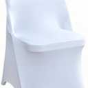 50 Pcs White Folding Chair Cover Washable Removable Universal Fitted Chair Cover Protector for Wedding Party Banquet Holidays Celebration Decoration Chair Covers