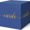 QIKSION Navy Blue Graduation Card Box, Gold Foil Gift Card Box for Graduation, Party, Wedding Reception, Birthday, Baby Shower, Raffle