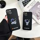 2 x Yonds Queen for iPhone 15 Cute Case, Cool Cartoon Astronaut Space Planet Rocket Design Stylish Bumper Cover Soft TPU Protective Anti-Slip Shockproof Fashion Case(iPhone 15, Earphone Music)
