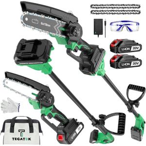 Cordless Pole Saw, 2-in-1 6" Battery Powered Pole Saws for Tree Trimming, 20V 2.0Ah Battery Mini Chainsaw with Pole, 6.6ft Reach Small Pole Saw for Wood Cutting, Trimming