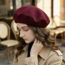 Wool Beret Hats for Women Men,Timeless French Hat,Adjustable Headband, Beanie Cap Painter Berets. (Black)