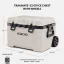 Igloo Trailmate 52Qt Wheeled Cooler, Insulated Hard Shell Ice Chest, Bone, 1664 Ounces