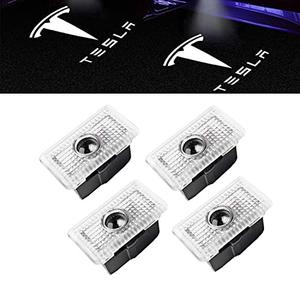 Meagkka Car Door Lights for Model S/3/X/Y Logo Projector 4 Pack Tesla Puddle Lights LED Welcome Lights Ghost Shadow for Model 3/S/Y/X Accessories