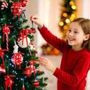 2 x 36 Pcs Velvet Bows for Christmas Tree - 5 x 7 in Velvet Ornaments for Christmas Tree Bows, Wreath, Garland, Stocking, Gift - Vintage Christmas Decor Decoration (Red)