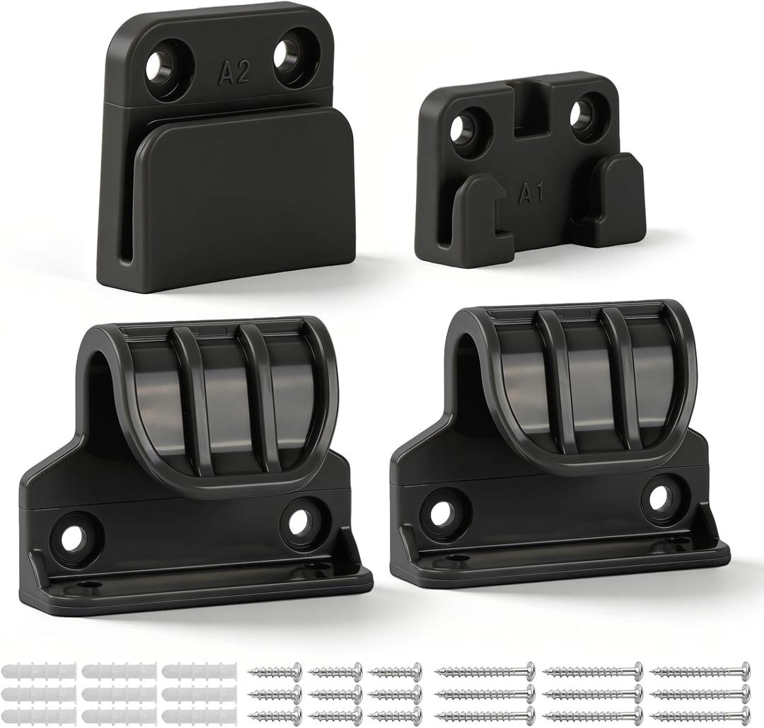 Retractable Baby Gate Replacement Parts Kit, Mesh Dog Gate Full Set Wall Mounting Hardware with Brackets Latches Anchors and Screws (Black)