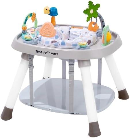 Time Followers® Baby Activity Center | 3-Stage 4Modes Activity Center & Play Table | Montessori-Inspired Design | Exersaucer, Jumper & Bouncer for Baby Ages 6M+ (Beige)