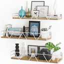 Amaoot Floating Shelves Set of 3, Home Wood Wall Shelf, Farmhouse Shelf for Bedroom, Wall Mounted Floating Shelf for Living Room, Bedroom, Bathroom, Kitchen, Office (White)