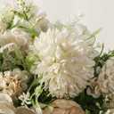 Peonies Artificial Flowers in Vase, Fake Hydrangea Silk Peony Flower Bouquet with Vase Faux Flowers Arrangement Decor Home Table Dining Room (White)