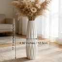 White Ceramic Tall Vase, 17.7" Floor Vase for Pampas Grass, Decorative Large Vases Table Centerpieces Shelf Home Decor Living Room Branches Sky-Dried Flower Arrangement Simple Decorative