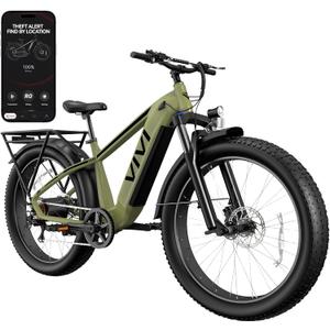 Vivi ACEPro Electric Bike for Adult, APP & Terrain 26 x 4.0 Fat Tire 20+MPH | 1500W Peak Electric Mountain Bike, Pedal Assist 75+ Mile , 48V 15AH Removable Battery Bicycle with Dual Hydraulic, UL 2849
