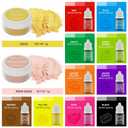 Luster Dust 2 Color & Food Dye Coloring 10 Color Set, Edible Food Coloring Liquid and Shimmer Cake Dust Metallic Food Coloring Powder Glitter for Cake Decorating Baking Fondant Gumpaste Drinks Cookie