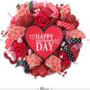 TEMPUS 18" inch red Valentine's Day Wreath Love Berry Wreath mesh Tube Yarn Ribbon Decoration Front Door Hanging Holiday Celebration Wall Decorations