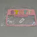 Chenille Letter Clear Zipper Pouch for Travel, Nylon Makeup Letter Bag, PVC Waterproof Cosmetic Bag, Snack Bags for Women Girls, Clear Stuff Bags For Travel (Pink-Stuff)