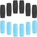 12PCS Coarse Replacement Rollers for Feet,Extra Coarse Roller Refill Heads,Replacement Roller Heads Compatible with Electric Foot Callus Remover Tool (Blue,black)