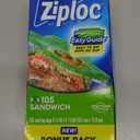Ziploc Sandwich and Snack Bags with EasyGuide Texture, Plastic Storage Bags with Grip 'n Seal Technology, 50 Bags Total