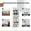 Larger Shoe Storage Boxes Organizers for Closet 9 Pack, Fit Size 11, Clear Plastic Stackable Sneaker Containers for Entryway, Space Saving Shoe Rack Bin Holder