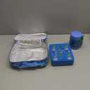 Bento Lunch Box Set for Kids with 10oz Soup Thermo, Leak-Proof Lunch Containers with 4 Compartment, Kids Thermo Hot Food Jar and Insulated Lunch Bag for Kid to School,BPA-Free(Dragon) (Blue-Tyrannosaurus Rex)