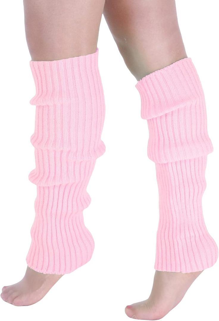 Milumia Women's Ribbed Knit Leg Warmers Y2K 80s Boot Long Socks (Pink)