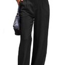 Women's Linen Casual High Waist Wide Leg Straight Dress Cotton Linen Pants Button Trousers, Medium