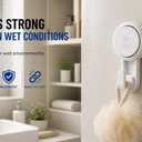 HOME&I Heavy Duty Suction Cup Hooks, 11 lb Strong Hold, No Drill Shower Hooks for Bathroom, Easy Push Install, Removable & Reusable, for Tile Glass Mirror, 2 Pack