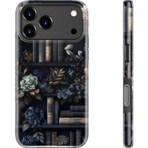 MERRO for iPhone 17 Pro Case - Wireless Charging Compatible - Dual-Layer Hard Shell & Silicone Cover - Protective Phone Case with Cute Wildflower Designs for Women - Vintage Floral Library