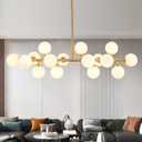 Modern Gold Chandelier Rectangle Pendant Light Sputnik Chandeliers Hanging Light Fixture 16-Light