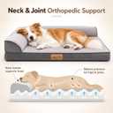 Large Orthopedic Dog Bed, Calming Waterproof Memory Foam Dog Sofa Bed for Large Dogs with Removable Washable Cover & Non-Slip Bottom, Warm Plush Pet Bed, Light Grey, 40”x32”