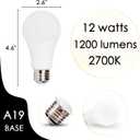 LEONC Design Light Bulbs, Dimmable LED Light Bulbs, 1200 Lumens, 12W(120W Equivalent), UL Listed, 2700K(Warm White), A19/E27 Base, with 3 Levels Brightness, Without Dimmer, Standard Replacement, 2pcs