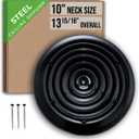 Fits 10 Inch Neck Air Duct | Steel Round Air Supply Diffuser for Ceiling by Handua | Round Diffuser Vent Cover | Black | Outer Dimension: 13-15/16"