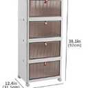YYW-4 Tier Collapsible Storage Bins with Wheels and Lid - 23QT Stackable Closet Organizers, Foldable Plastic Containers (High yabai large three layers 44*31.5*74 with pulley), White