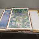 3 Piece Framed Monet Water Lilies Wall Art for Living Room, Impressionist Lake Landscape Canvas Artwork for Walls, Large Vintage Classic Floral Prints Paintings for Bedroom Hallway 16x24 Inch