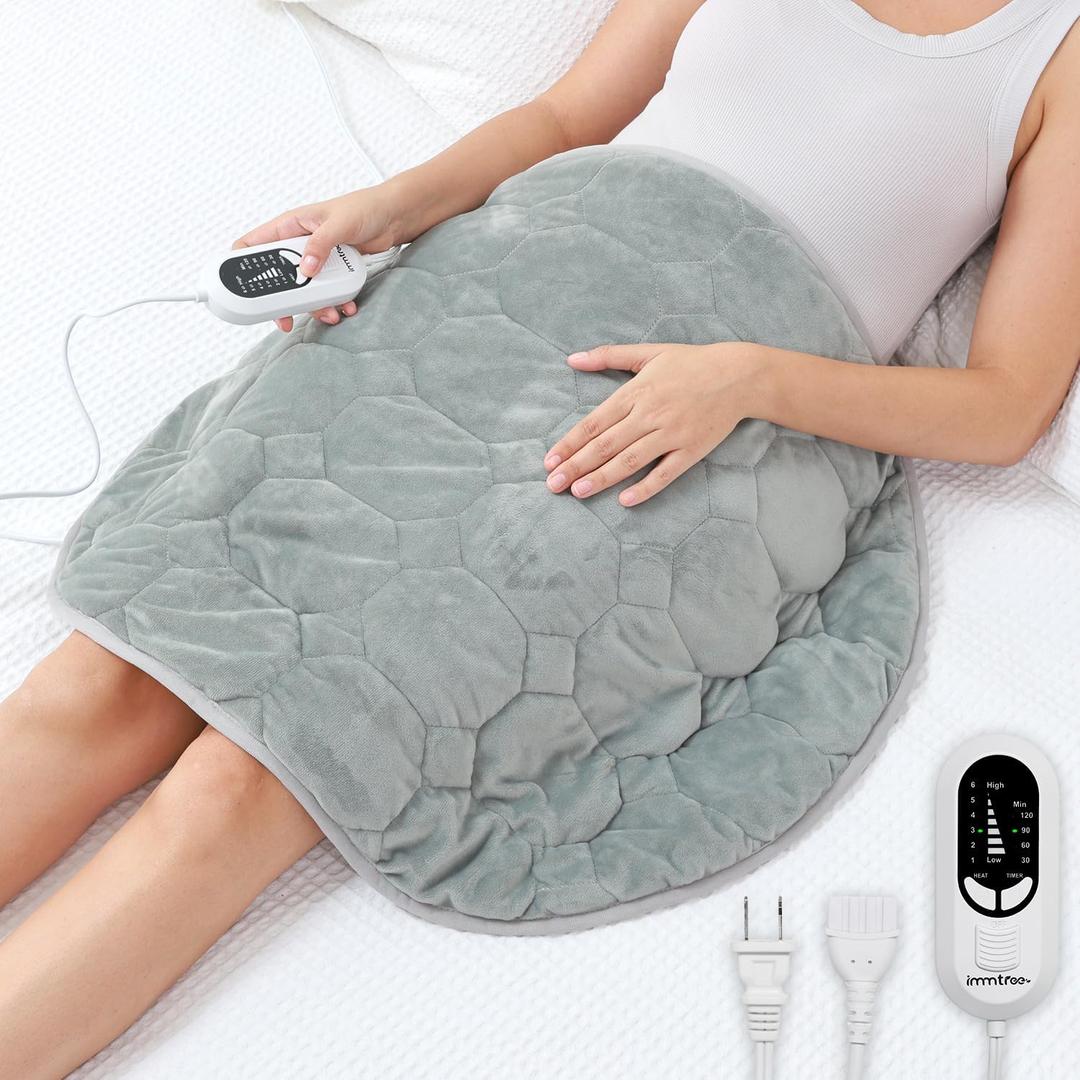 Immtree Weighted Heating Pad for Deeper Pain Relief, 7lbs XXXL Size(29x24) with Fast Heat Technology, Heated Blankets for Adults, Relief for Back and Shoulder and Knee (Grey)