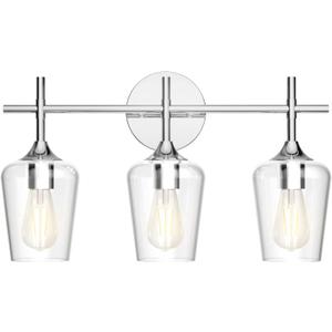Ralbay Vintage 3 Light Vanity Light Fixture Industrial Chrome Bathroom Light Fixtures Over Mirror Clear Glass Chrome Vanity Light for Bathroom Wall Lighting Fixtures Over Mirror