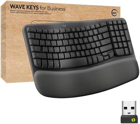 Logitech Wave Keys for Business, Wireless Ergonomic Keyboard with Cushioned Palm Rest, Secure Logi Bolt Technology, Bluetooth, Compatible with Windows/Mac/Chrome/Linux - Graphite