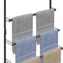 Livabber 3-Tier Over The Door Towel Rack, All Metal Towel Rack with Hooks for Door Hanging, Behind Door Towel Bar Towel Storage Holder for Bathroom Accessories, Black (19.37" L x 5.9" W x 24.4" H)