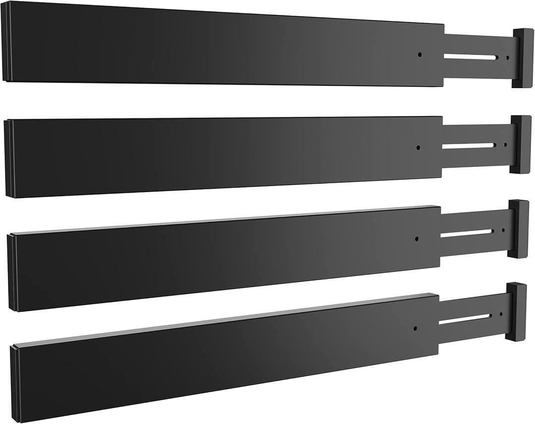 BAMEOS Drawer Dividers Bamboo Separators Organization Expandable Organizers for Kitchen Bedroom Bathroom Dresser Office 4-pack (2''H, 16.65''-22''L, Black)