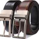 Men's Belt,Reversible Belt 1.25" For Gift Mens Casual Golf Dress pants shirts,One Reverse For 2 Sides (Black and Cognac Reversible) Size: Fit 28-30" waist