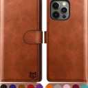 SUANPOT for iPhone 13 ProNon iPhone 13 6.1 5G with RFID Blocking Wallet case Credit Card Holder,Flip Book PU Leather Phone case Shockproof Cover Cellphone Women Men for Apple 13Pro case Wallet Brown
