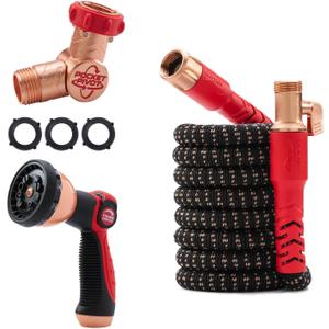 Pocket Hose 25 FT Copper Head Expandable Garden Hose with Pocket Pivot, No Tangles, AS SEEN ON TV, 360 Swivel, Tri-Tex Tubing, Force Field Jacket, Lead-Free, No-Kink, Anti-Burst w/APT