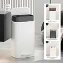 Kitchen Bathroom (8 Gallon/30 Liter) Trash Can - Stainless Steel Garbage Cans with Foot Pedal, Recycling Bin with Lid for Office Bathroom Decor (White)