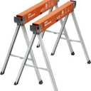 BORA Workhorse Saw horses 2 pack Folding Heavy Duty Metal Sawhorse with 2x4 Bracket Built in Bottle Opener Professional Saw Horse for Woodworking Carpenters Contractors PM-3350T