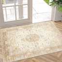 Small Rugs 2'x3',Boho Rug for Entryway Bathroom Kitchen Entrance Doormat,Vintage Bohemian Distressed Washable Accent Indoor Mat Floor Throw Carpet Non Slip,Beige Gold Floral
