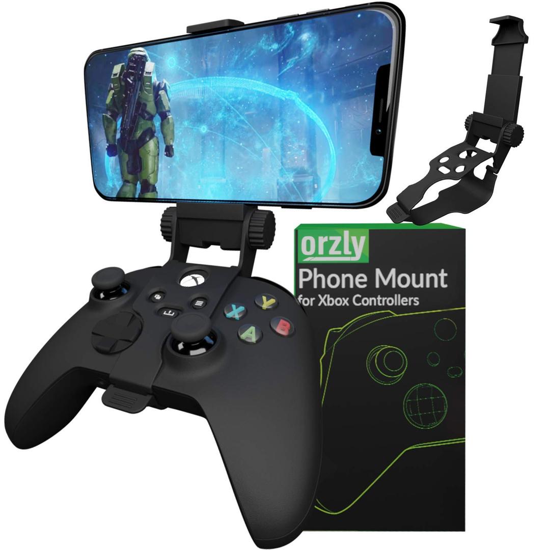 Orzly Xbox Series X Controller Mobile Gaming Clip, Xbox Controller Phone Mount Adjustable Phone Holder Clamp Compatible with Xbox Series X|S, Xbox One, Xbox One S, Xbox One X - Carbon Black
