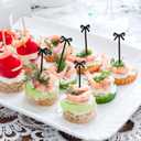 Luxshiny Black Bow Toothpicks 20 Pcs Food Picks for Appetizers Fruit Skewers Cupcake Toppers and Cocktail Decorations 4 Inch Mini Bow Food Picks for Party Entertaining