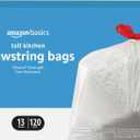 Amazon Basics Flextra Tall Kitchen Drawstring Trash Bags, 13 Gallon, 120 Count