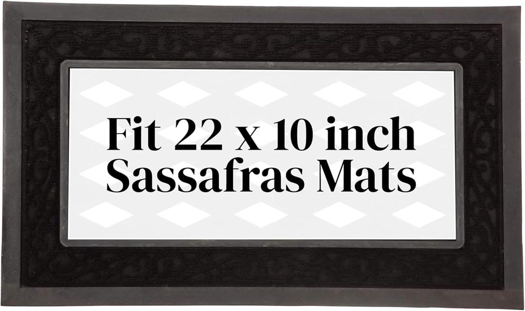 Evergreen Flag Sassafras Door Mat Tray, All-Weather Weatherproof Doormat for Indoor and Outdoor Entrance, Non-Slip Backing Entryway Front Door Mats (Black Scroll, 28 x 16 Inches)
